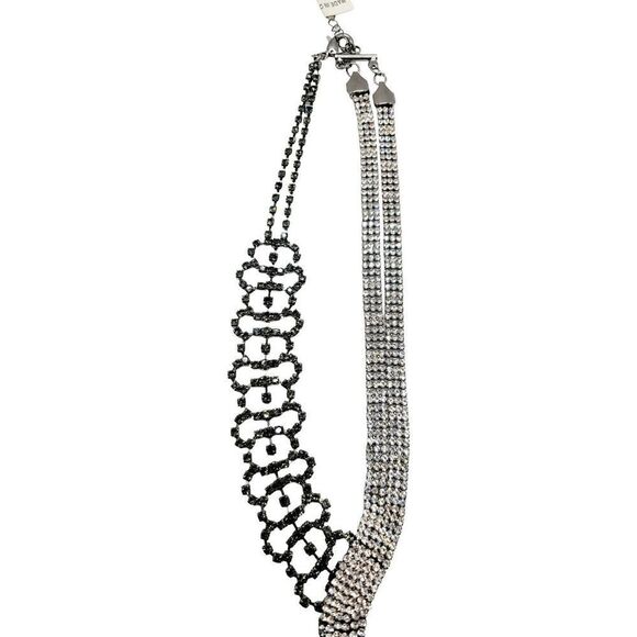 NWT Vintage Inspired Free People 6 strand Long Rhinestones Statement Necklace - Picture 8 of 10